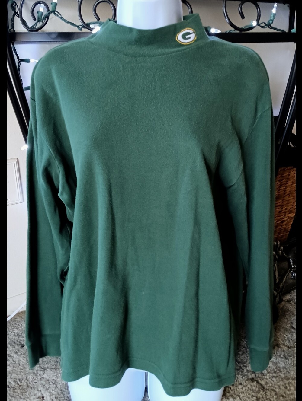 💚💛 Vintage Green Bay Packers Mock Turtleneck Shirt Large NFL Game Day Moretz